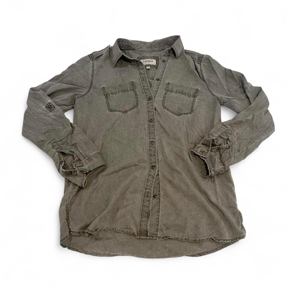 Express Casual Khaki Button-Down Shirt